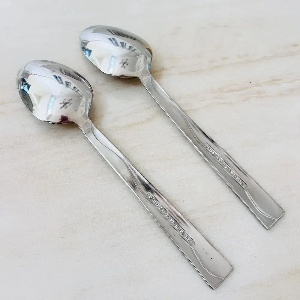 4pc International INS590 Stainless Spoon & Teaspoon Flatware Replacement Wave